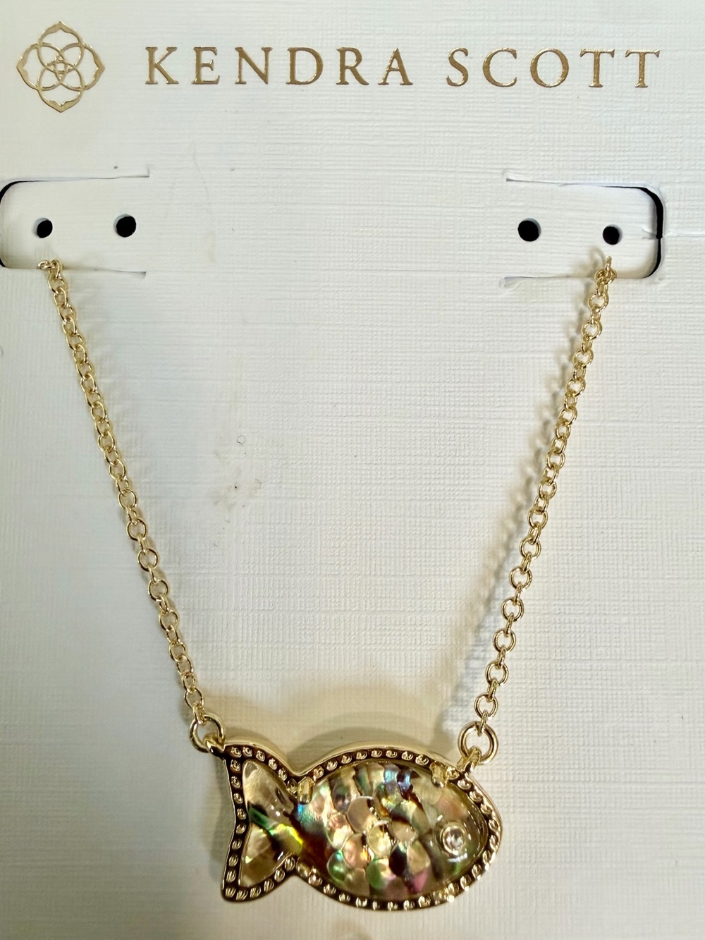 Kendra Scott Gold Iridescent Abalone Fish Pendant Necklace